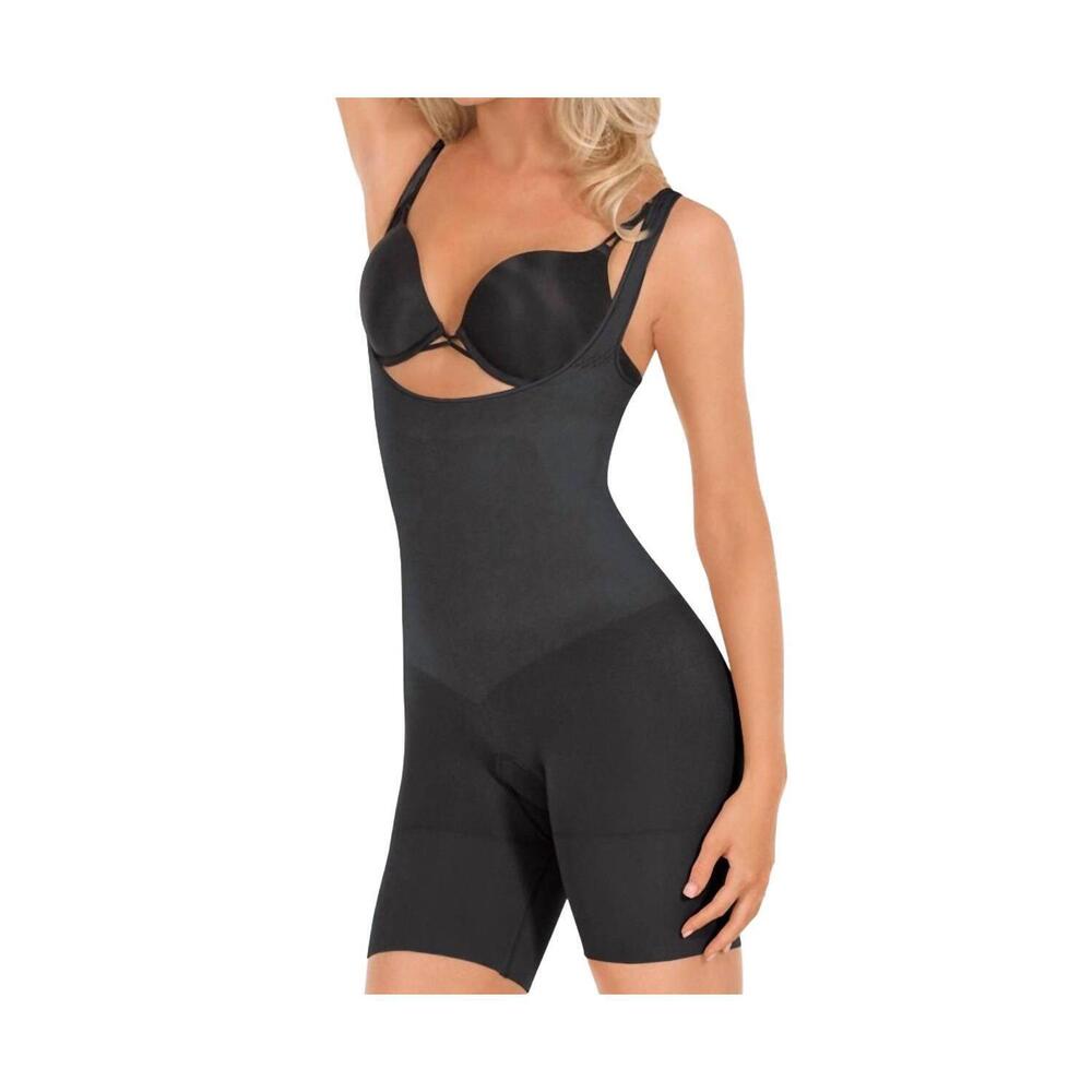 NEW EUROSKINS seamless open bust boxer body shaper in black
